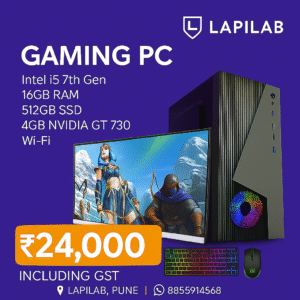 Gaming PC under 25000 with i5 7th Gen, GT 730 4GB, SSD, Monitor – Lapilab Chandan Nagar Pune