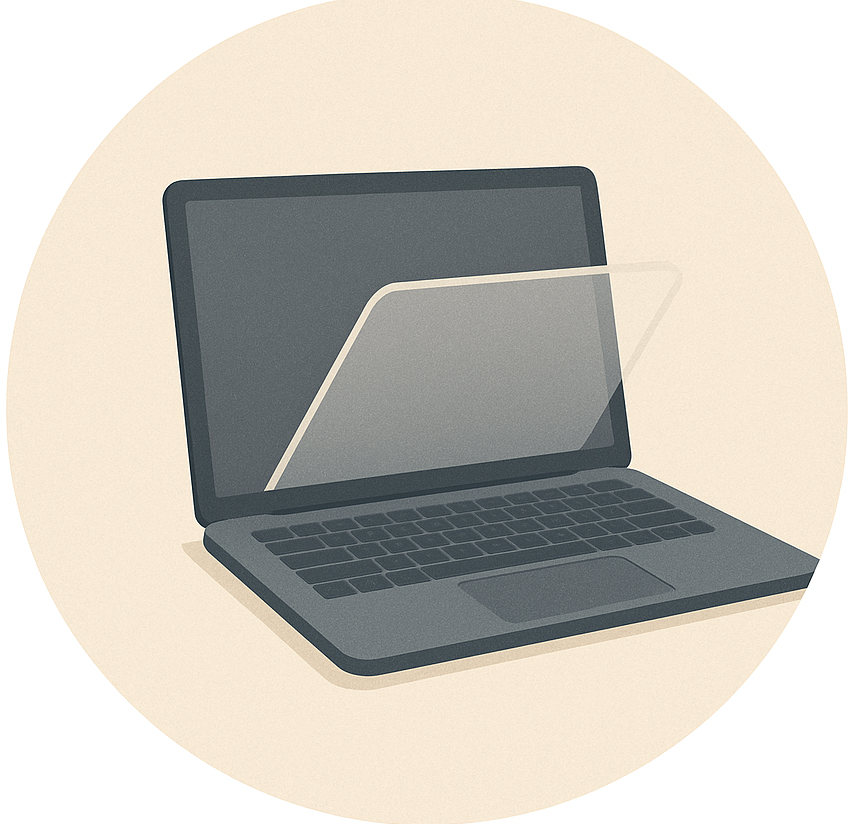 laptop screen guard applied on display for scratch and dust protection