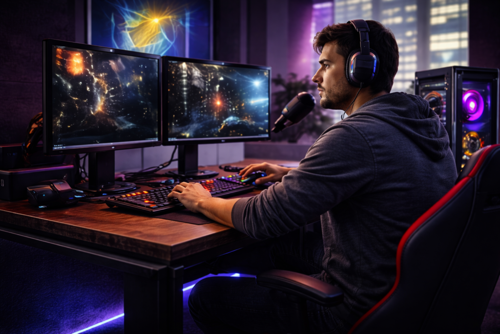 Streamer using a content creation gaming PC in Pune by Lapilab