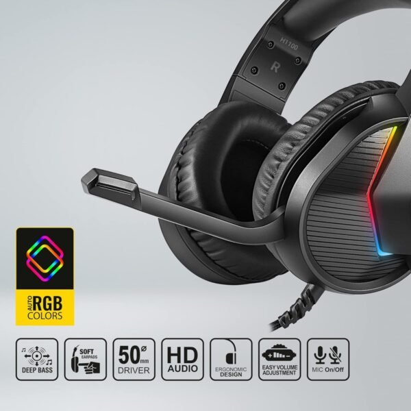 Ant Esports H1100 Pro RGB Wired Over Ear Gaming Headphones with Mic for PC - Buy at Lapilab Pune - Image 2